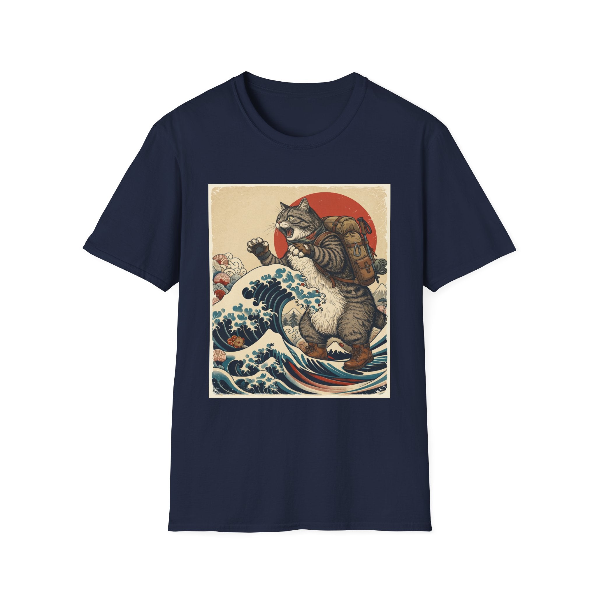 Japanese Art Hiker Cat T-shirt