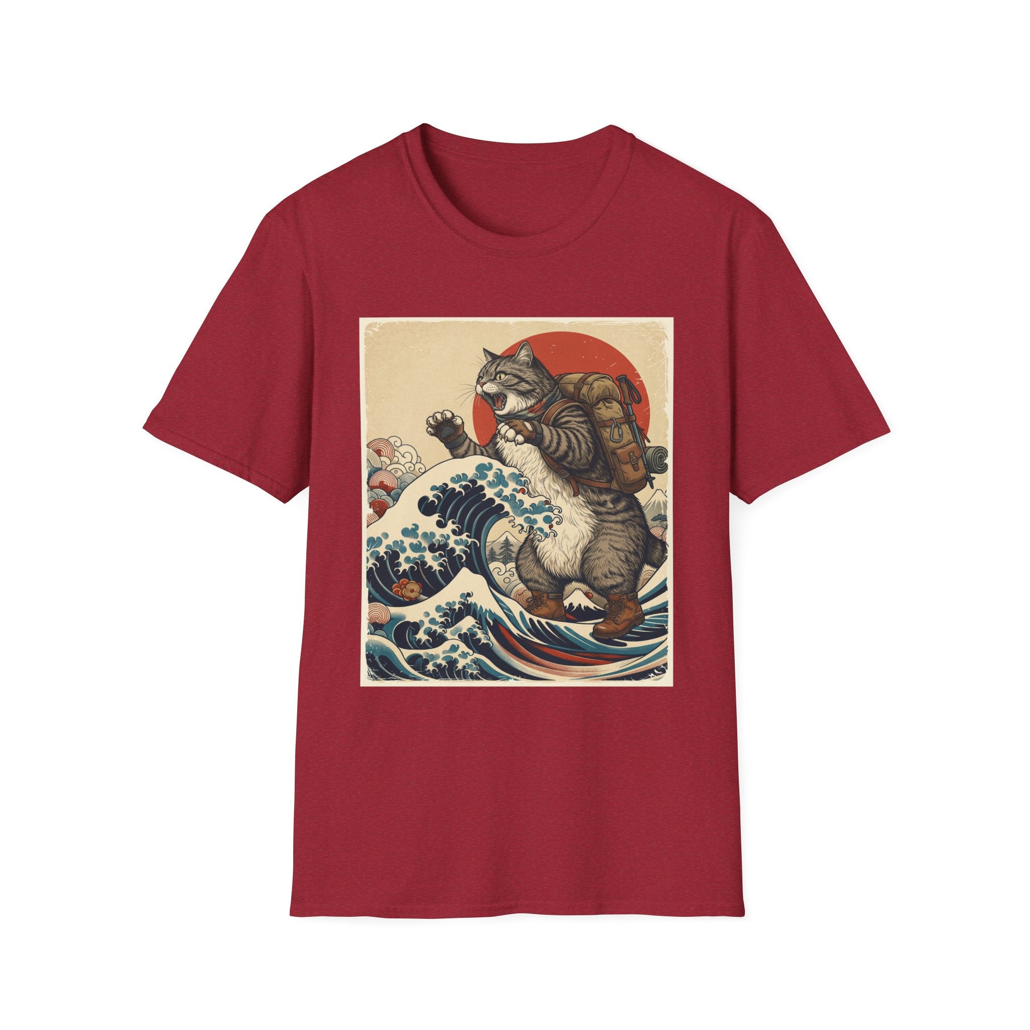 Japanese Art Hiker Cat T-shirt