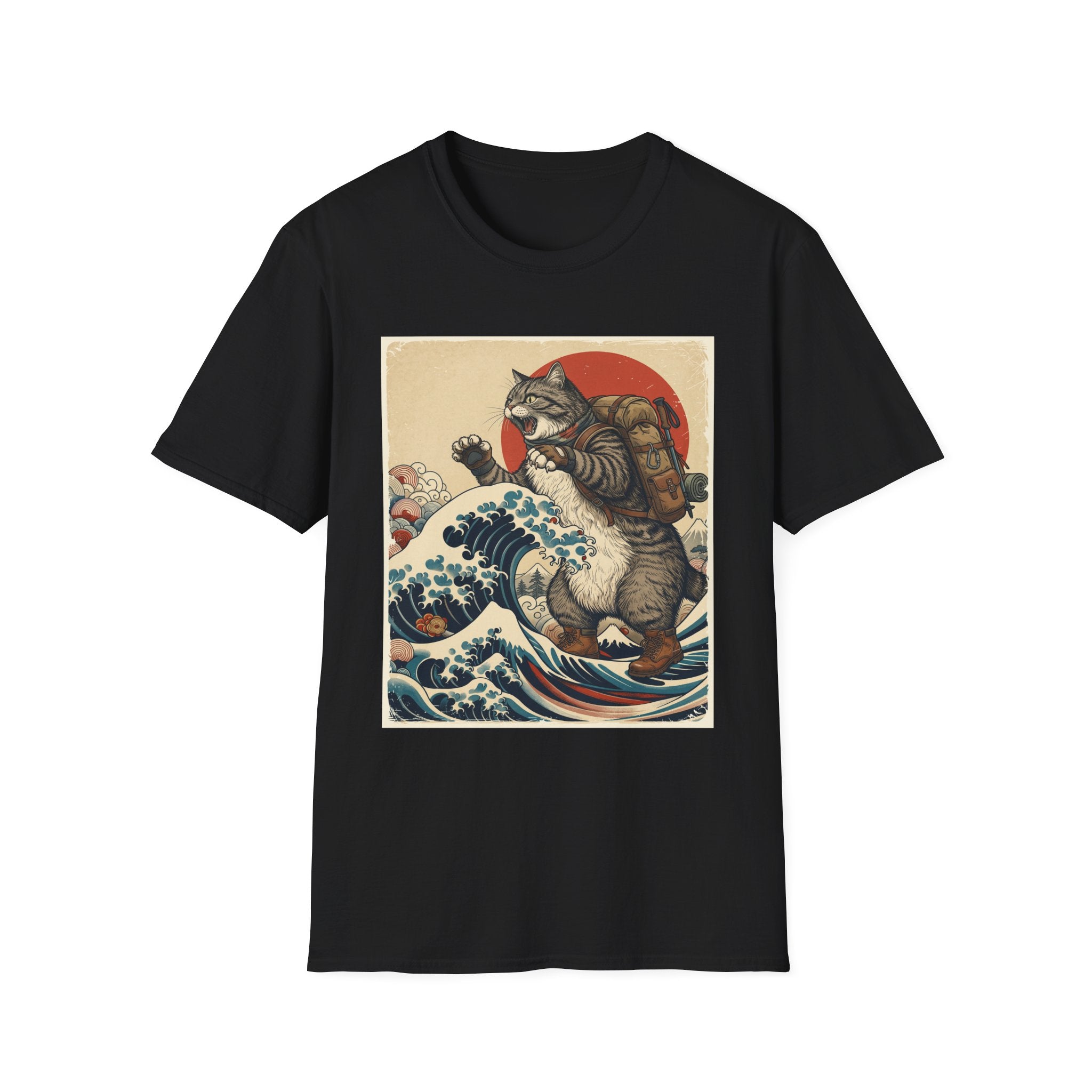 Japanese Art Hiker Cat T-shirt