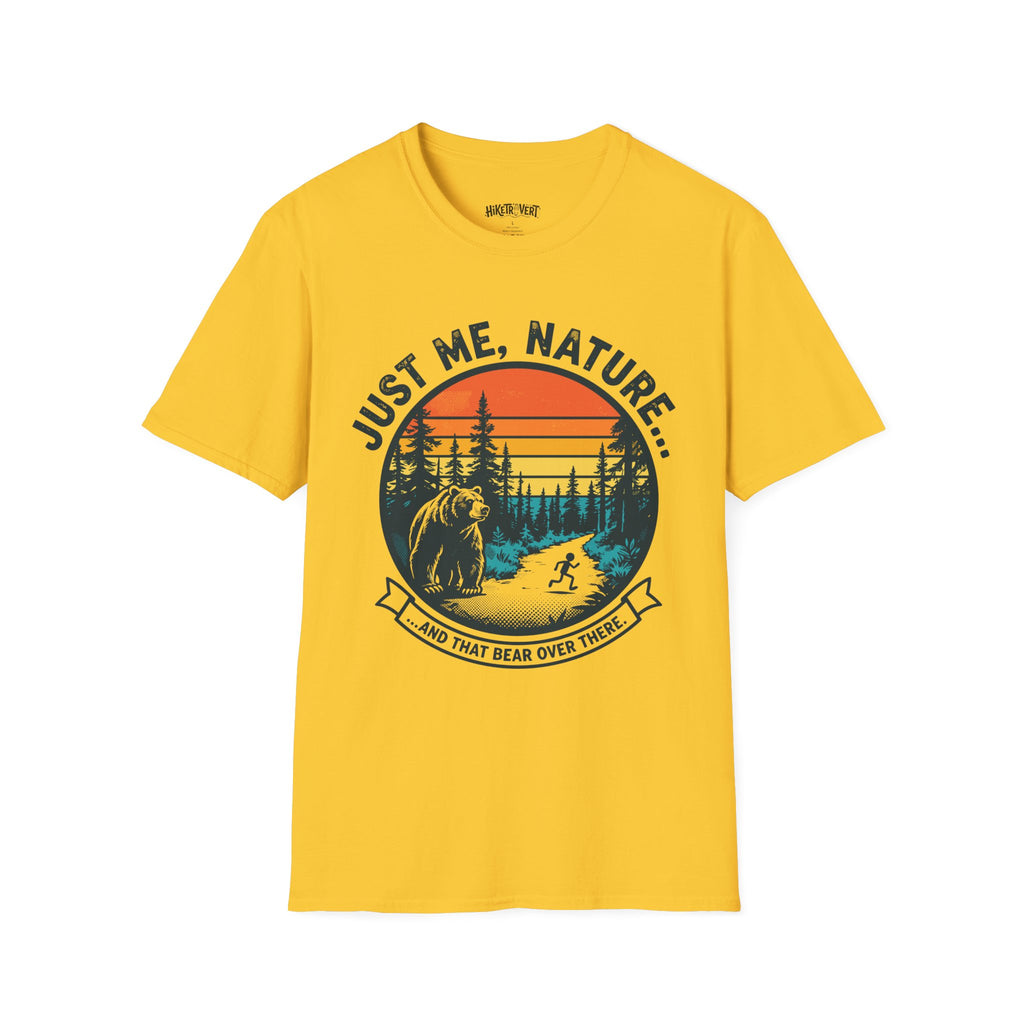 Just Me, Nature T-Shirt – Vintage Outdoor Hiking Bear Graphic