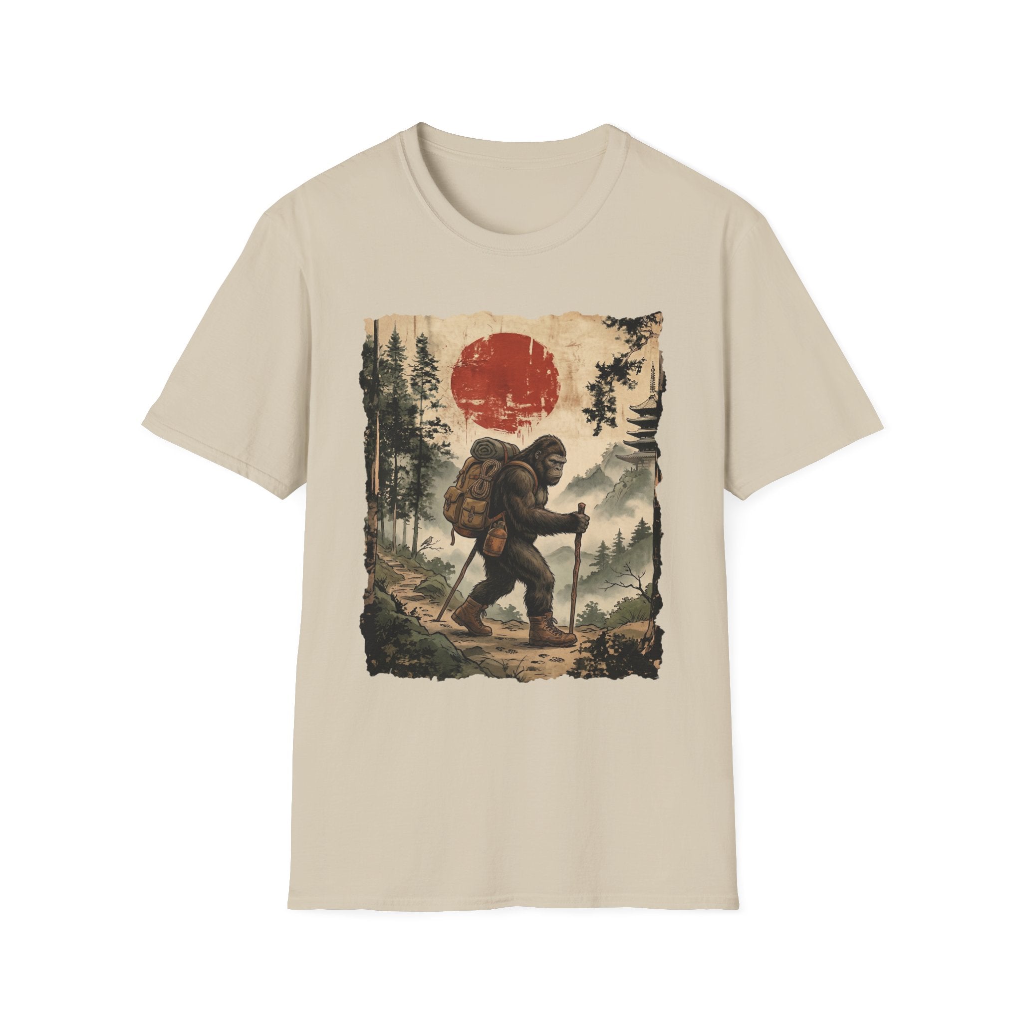 Bigfoot Hiking in Nature Scene T-shirt