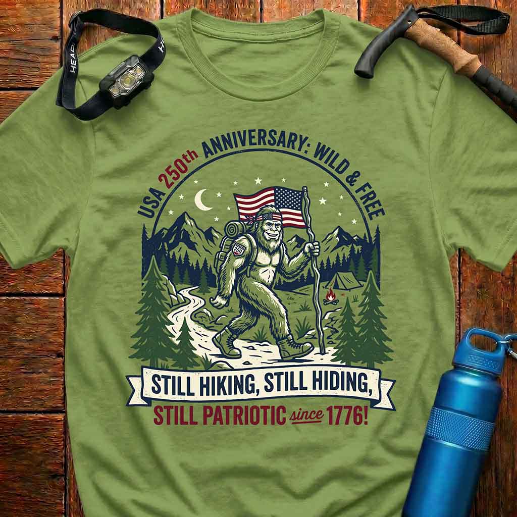 250 Years of America Hiking Bigfoot T-Shirt