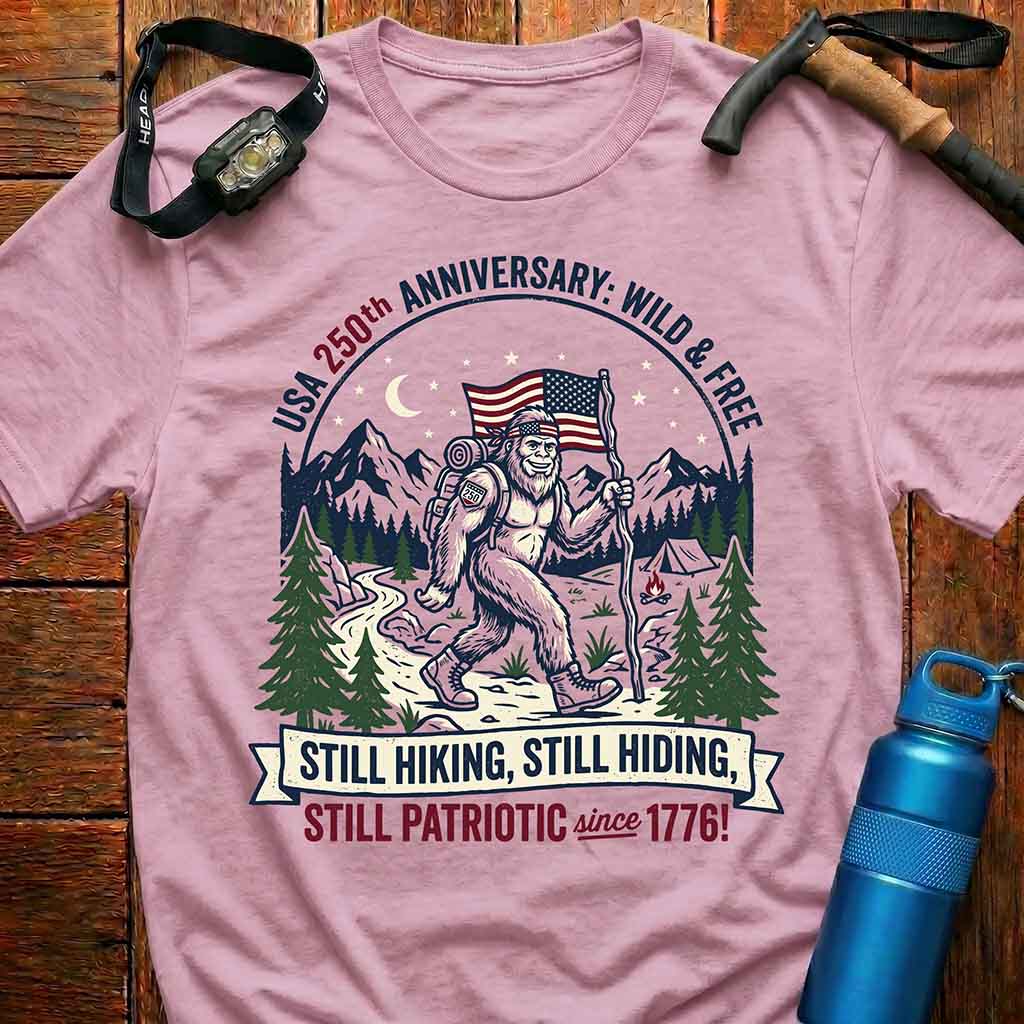 250 Years of America Hiking Bigfoot T-Shirt