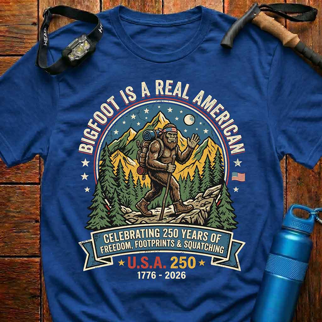 Bigfoot 250 Years of America Hiking T-Shirt