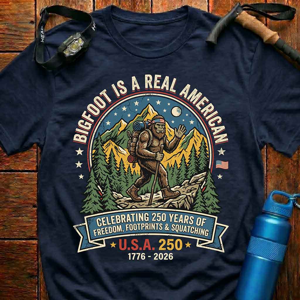 Bigfoot 250 Years of America Hiking T-Shirt