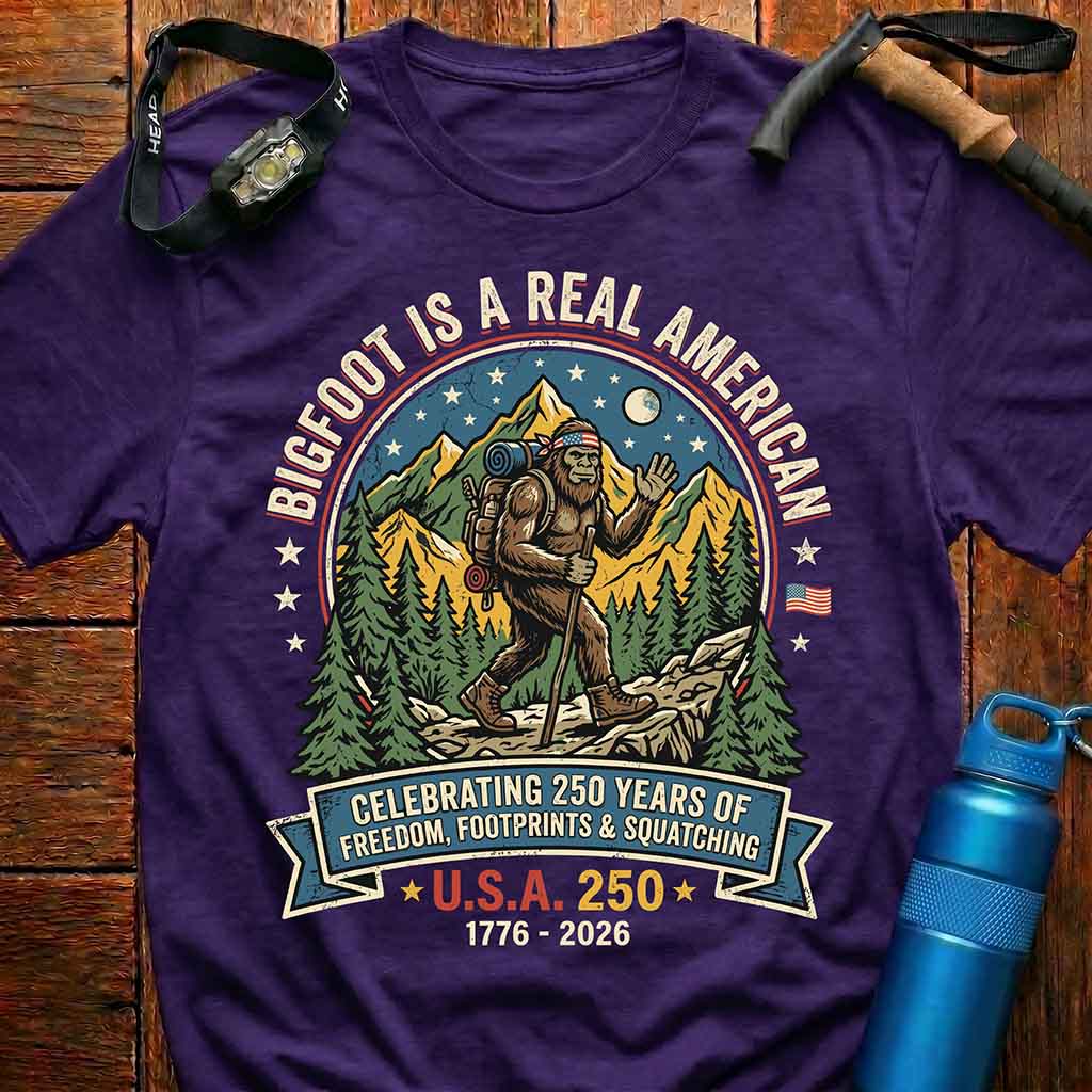 Bigfoot 250 Years of America Hiking T-Shirt