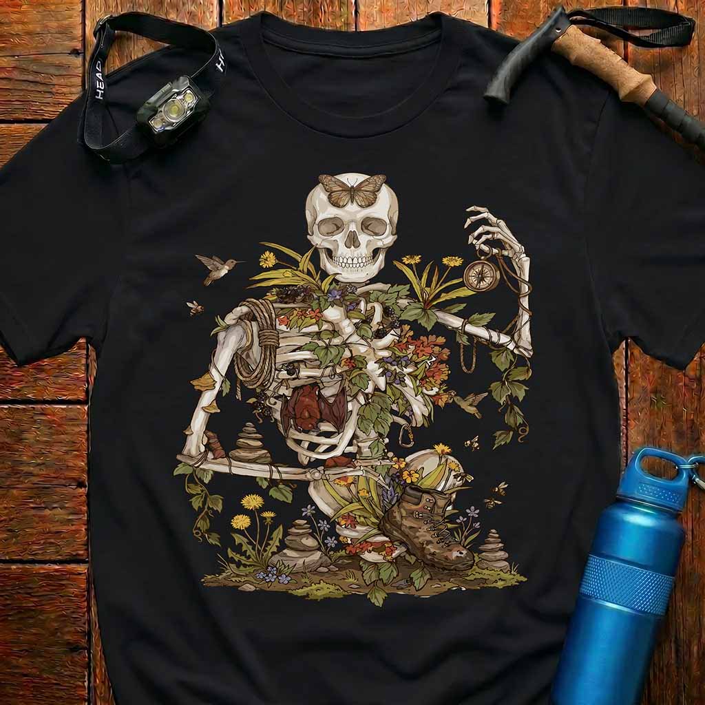 Nature Reclaims Hiking Skeleton T-Shirt