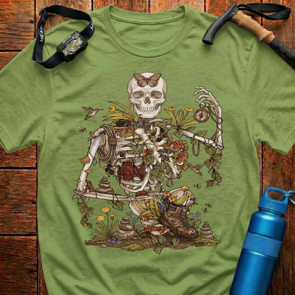 Nature Reclaims Hiking Skeleton T-Shirt