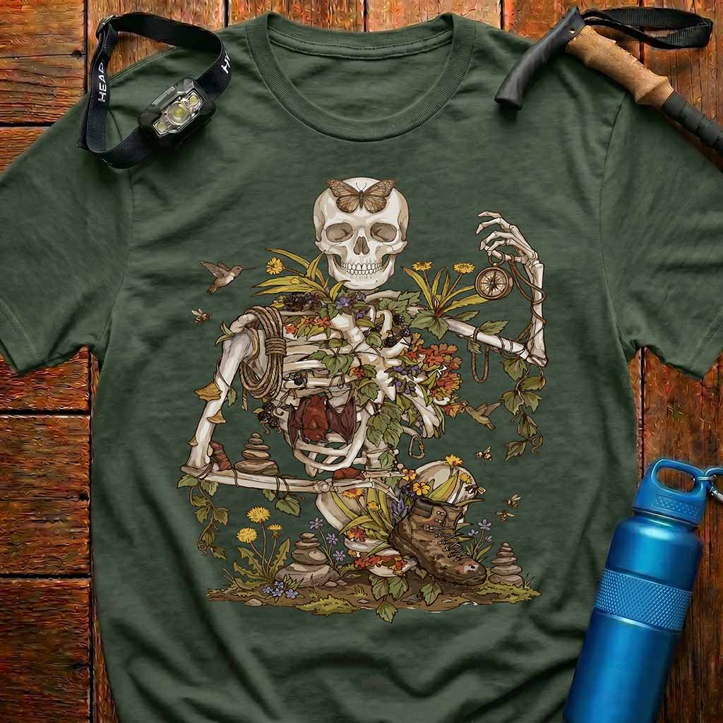 Nature Reclaims Hiking Skeleton T-Shirt