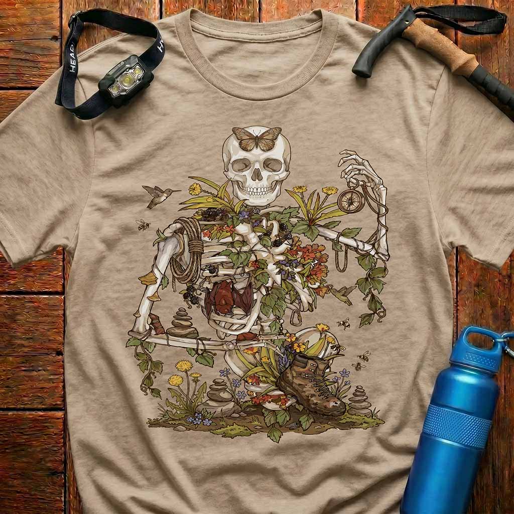 Nature Reclaims Hiking Skeleton T-Shirt