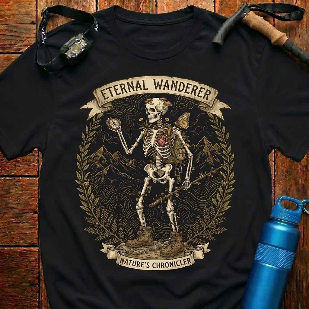 Eternal Wanderer Skeleton Hiking T-Shirt