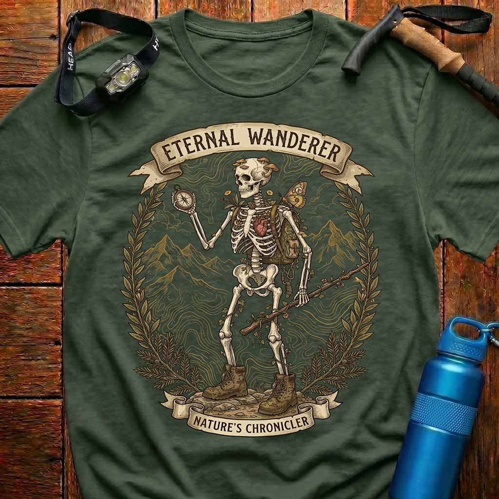 Eternal Wanderer Skeleton Hiking T-Shirt