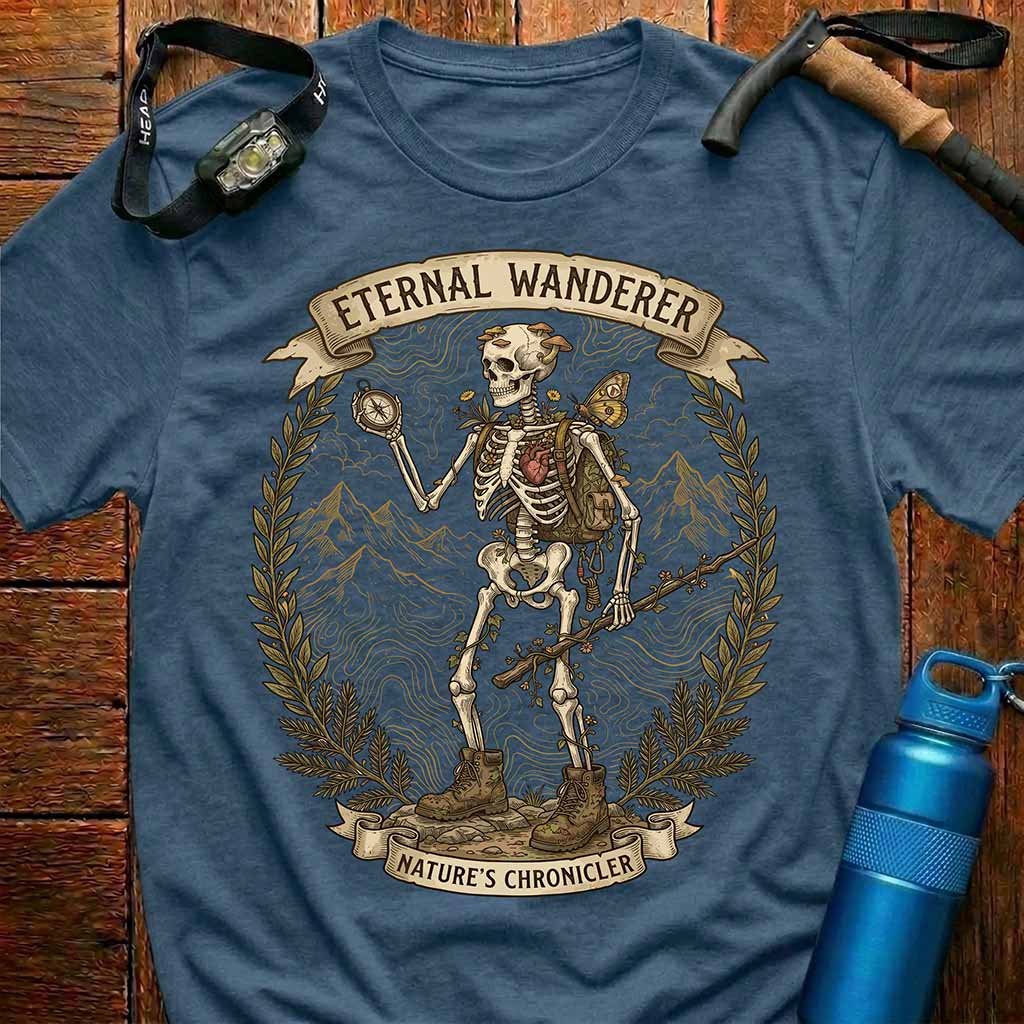 Eternal Wanderer Skeleton Hiking T-Shirt