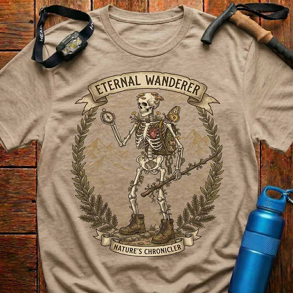 Eternal Wanderer Skeleton Hiking T-Shirt