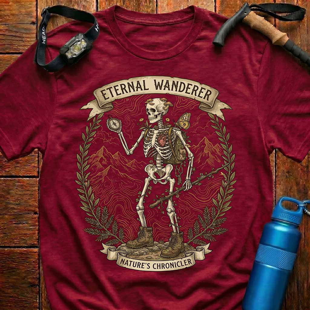 Eternal Wanderer Skeleton Hiking T-Shirt