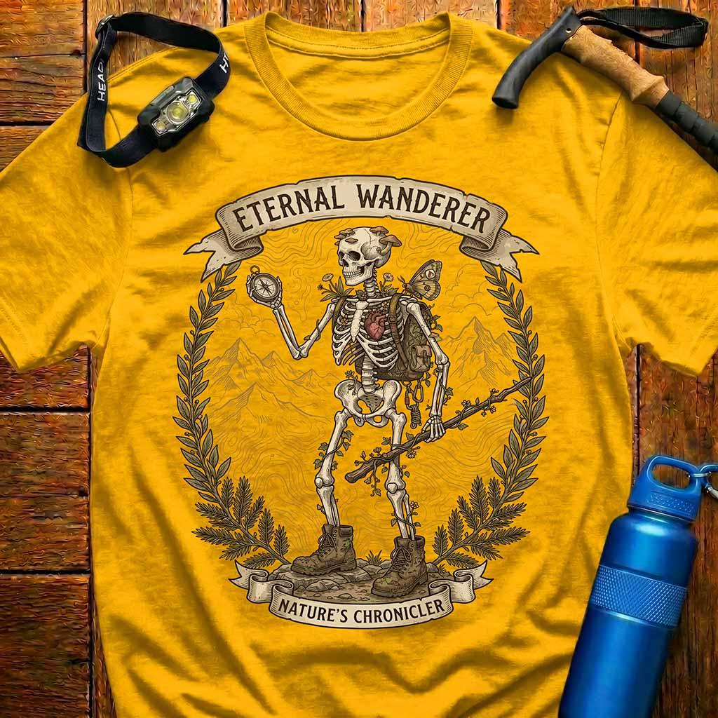 Eternal Wanderer Skeleton Hiking T-Shirt