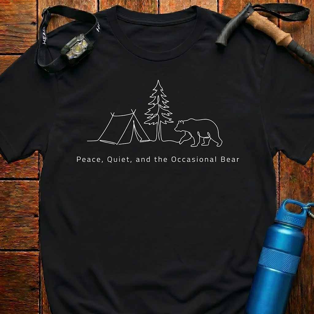 Peace Quiet Hiker Bear T-Shirt