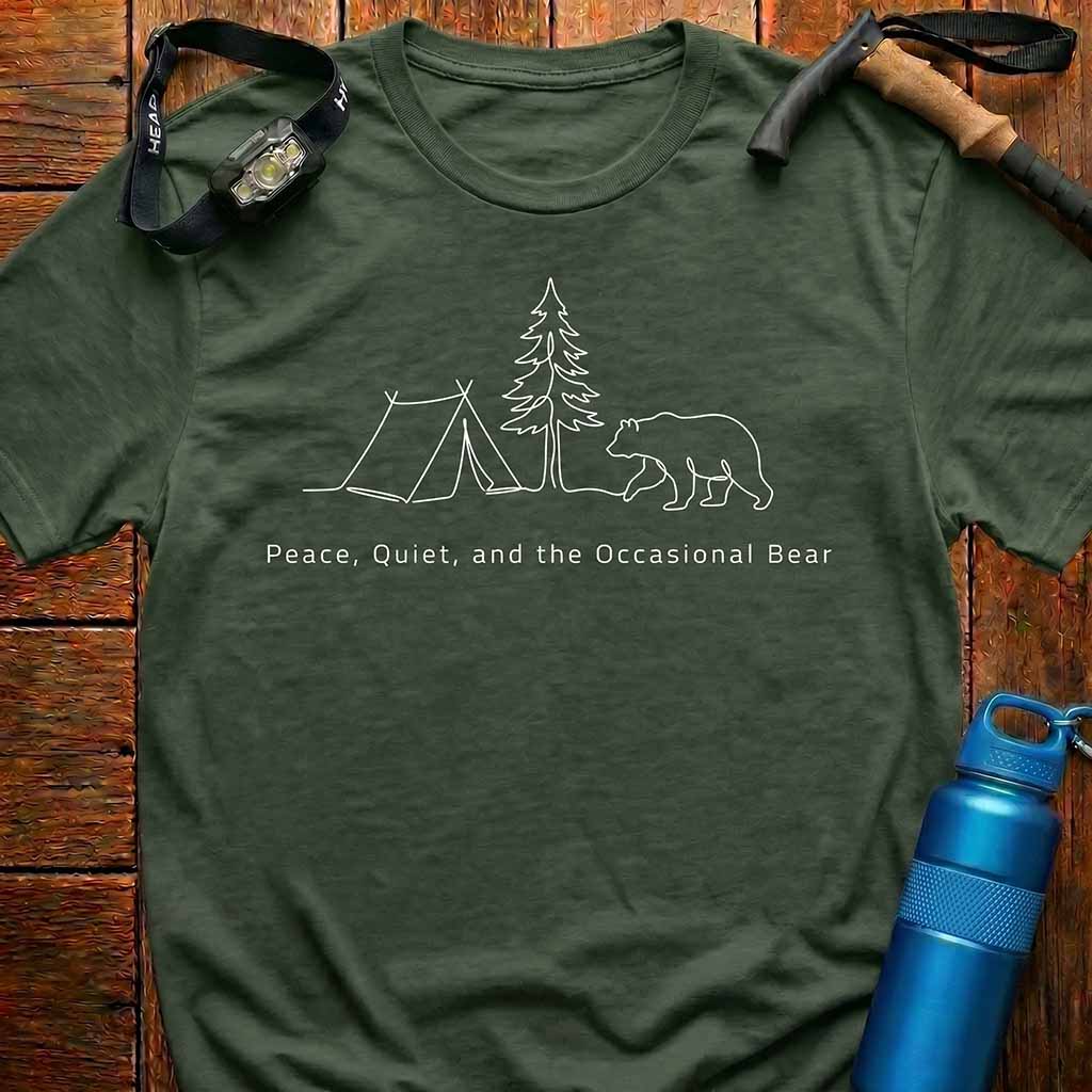Peace Quiet Hiker Bear T-Shirt