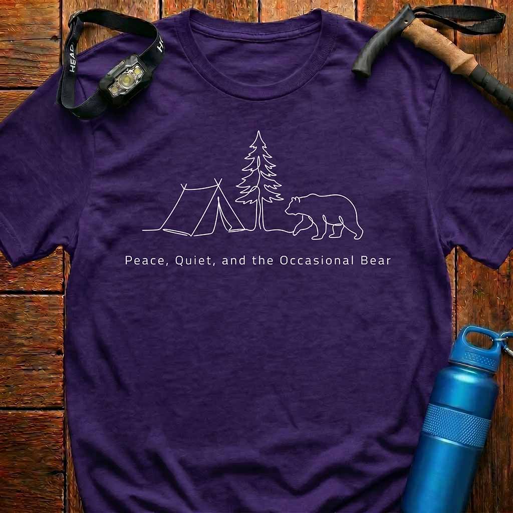 Peace Quiet Hiker Bear T-Shirt