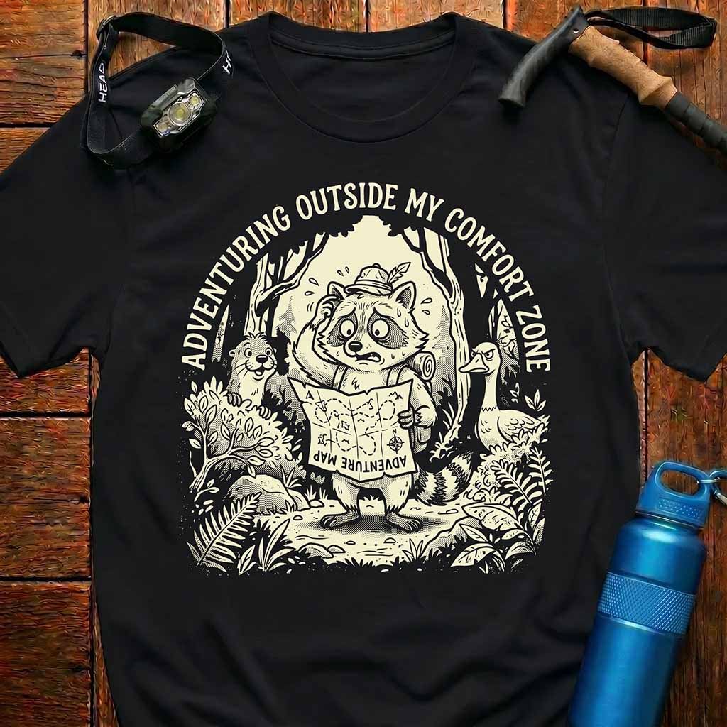Adventuring Raccoon Explorer T-Shirt