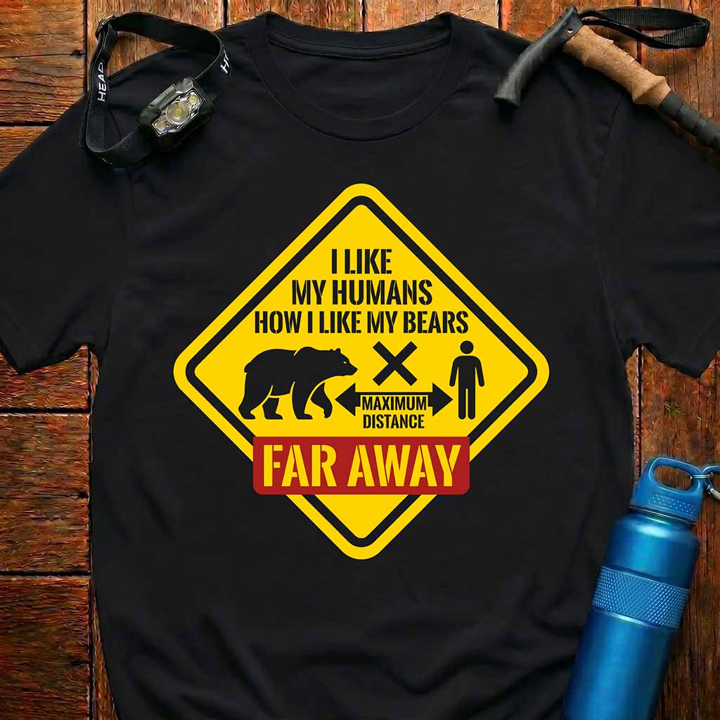 Funny Introvert Bear Warning Sign T-Shirt
