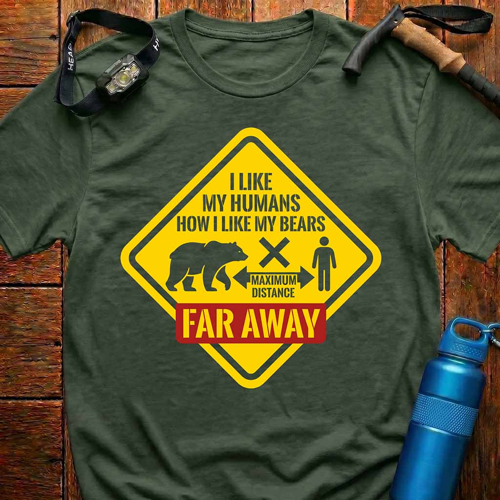 Funny Introvert Bear Warning Sign T-Shirt
