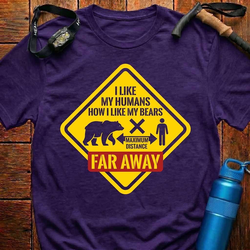 Funny Introvert Bear Warning Sign T-Shirt