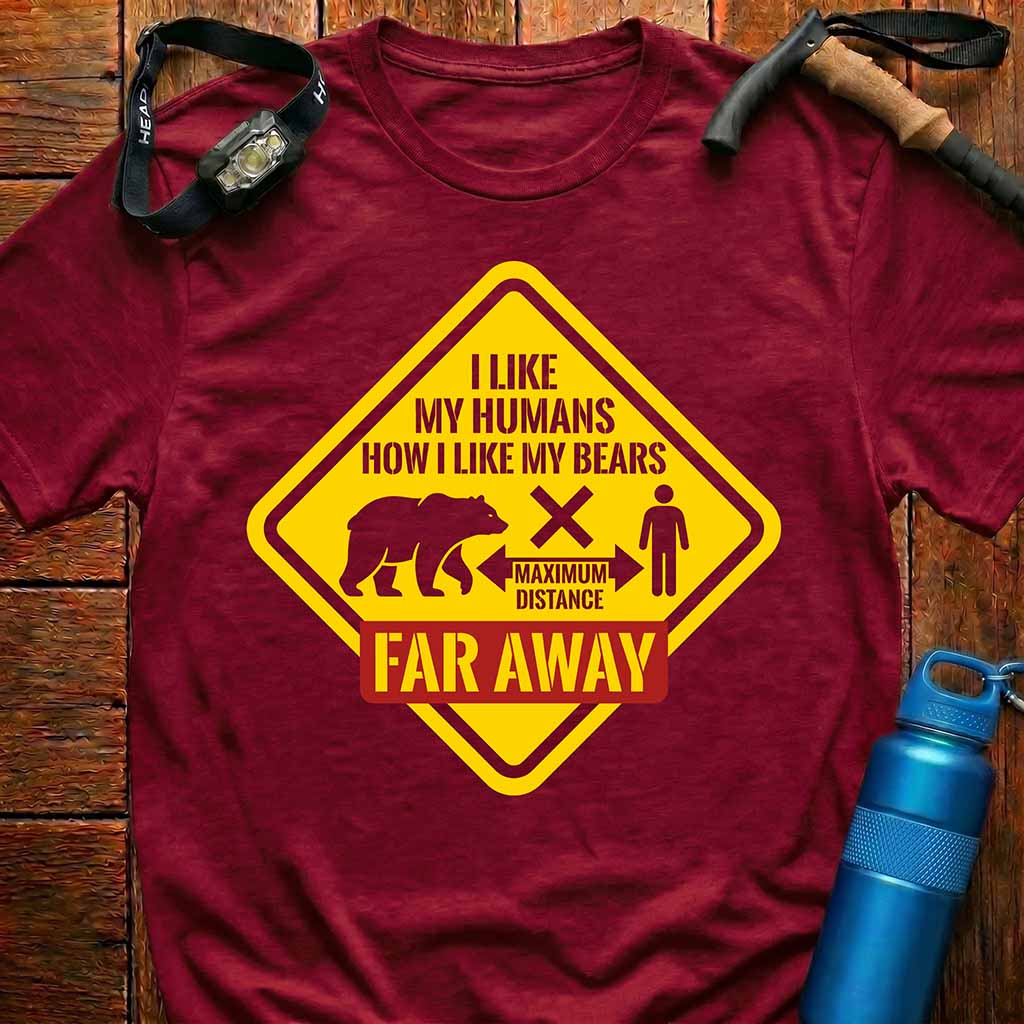 Funny Introvert Bear Warning Sign T-Shirt