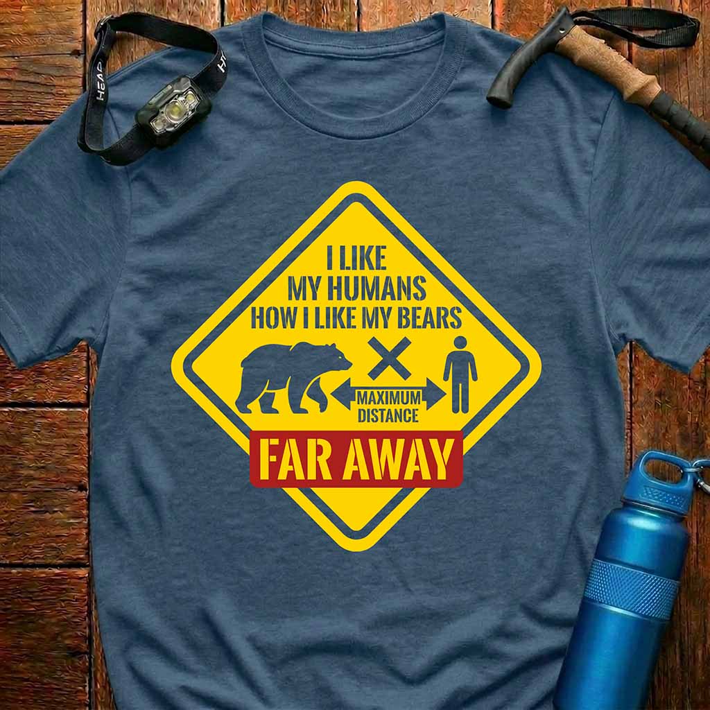 Funny Introvert Bear Warning Sign T-Shirt