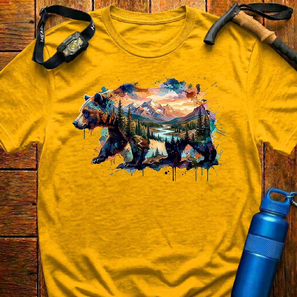 Majestic Watercolor Bear Landscape T-Shirt