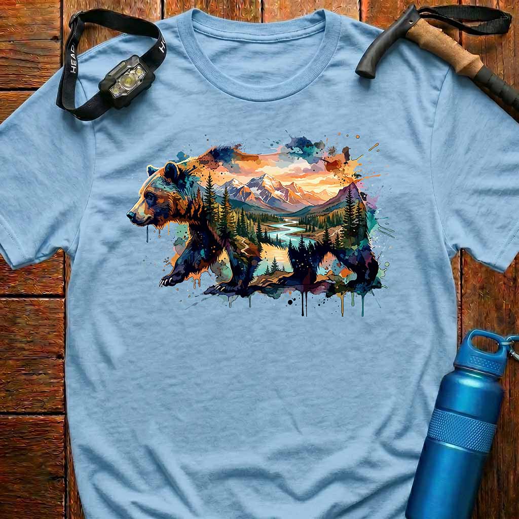 Majestic Watercolor Bear Landscape T-Shirt