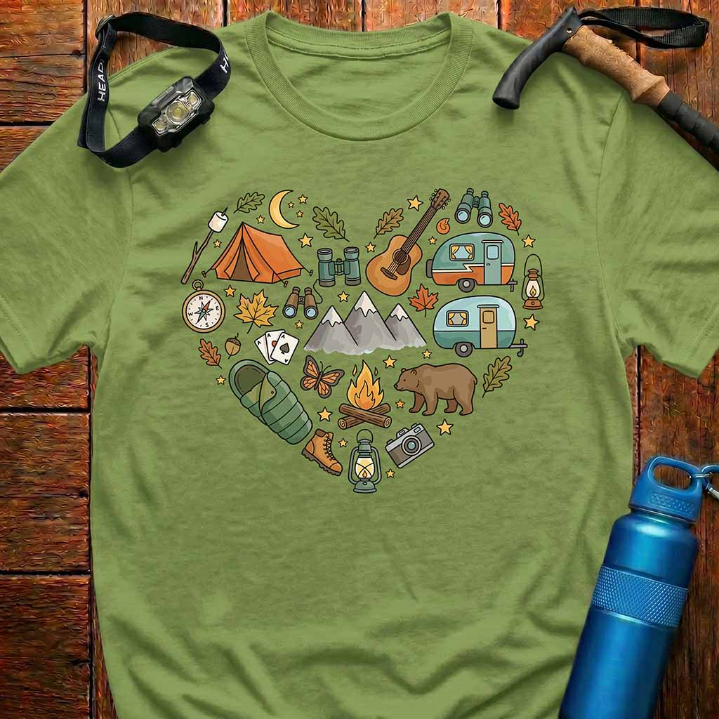 Nature Lover Camping Heart T-Shirt