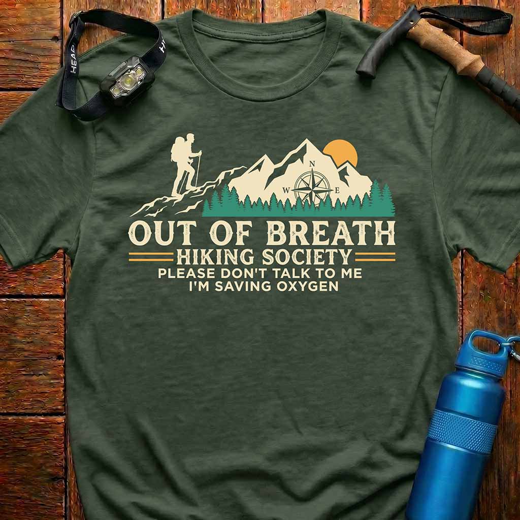 Funny Out Of Breath Hiking Society T-Shirt