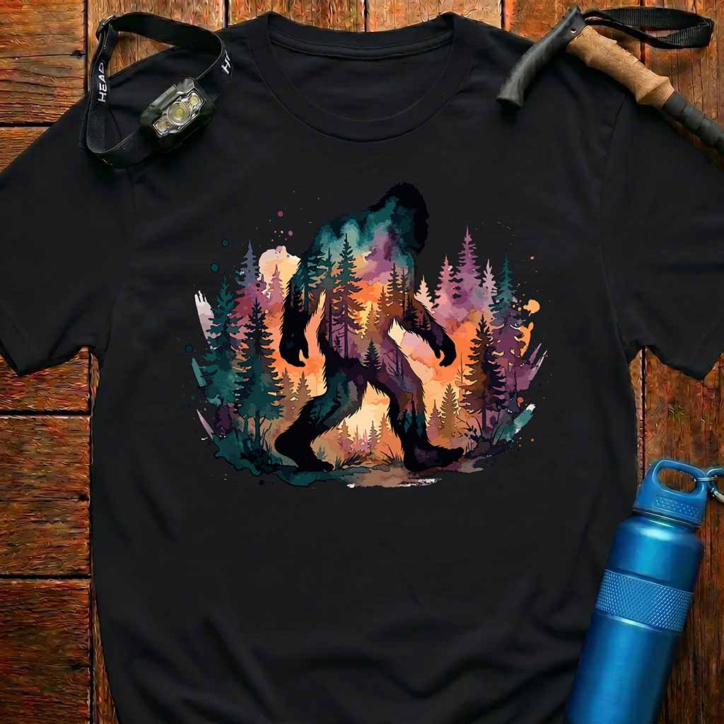 Bigfoot Sasquatch Watercolor Forest T-Shirt
