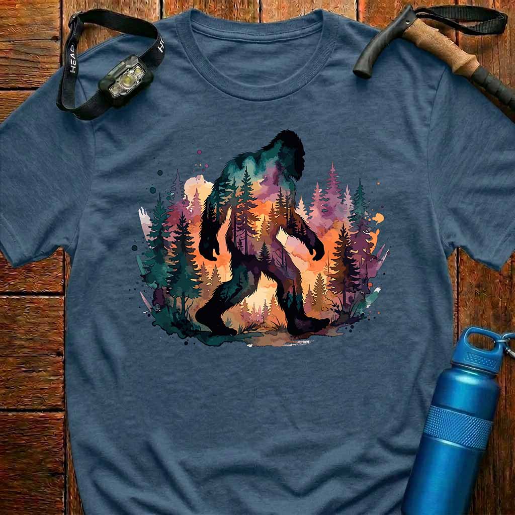 Bigfoot Sasquatch Watercolor Forest T-Shirt