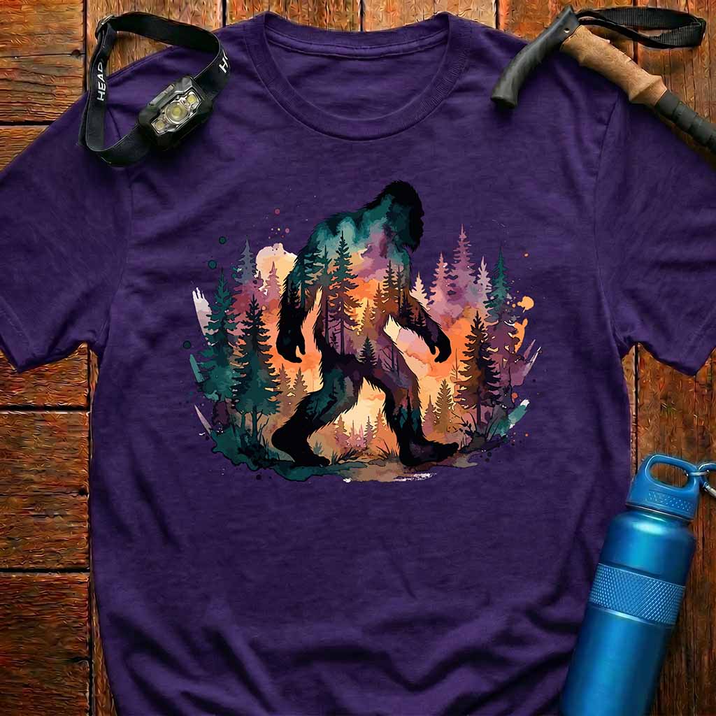 Bigfoot Sasquatch Watercolor Forest T-Shirt