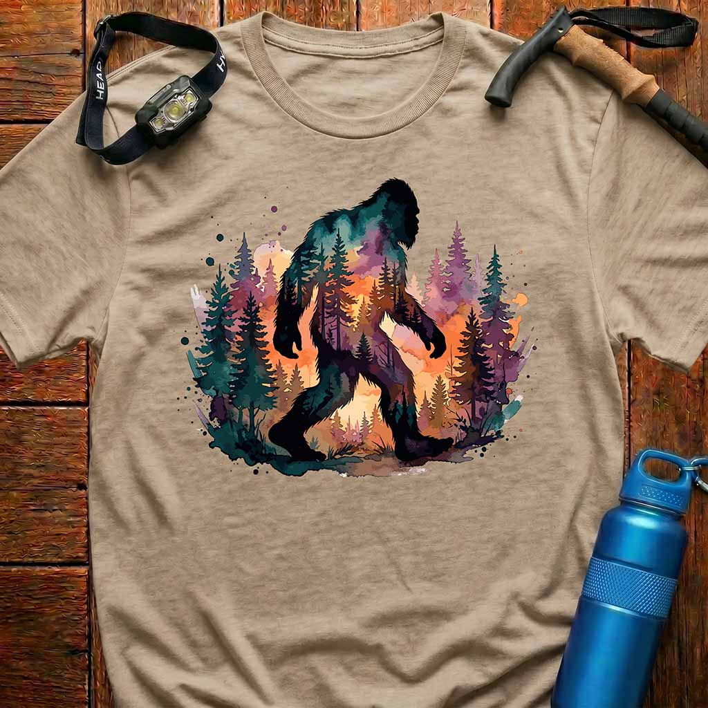 Bigfoot Sasquatch Watercolor Forest T-Shirt