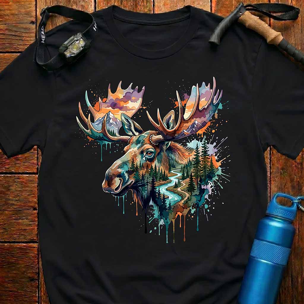 Vibrant Artistic Moose T-Shirt