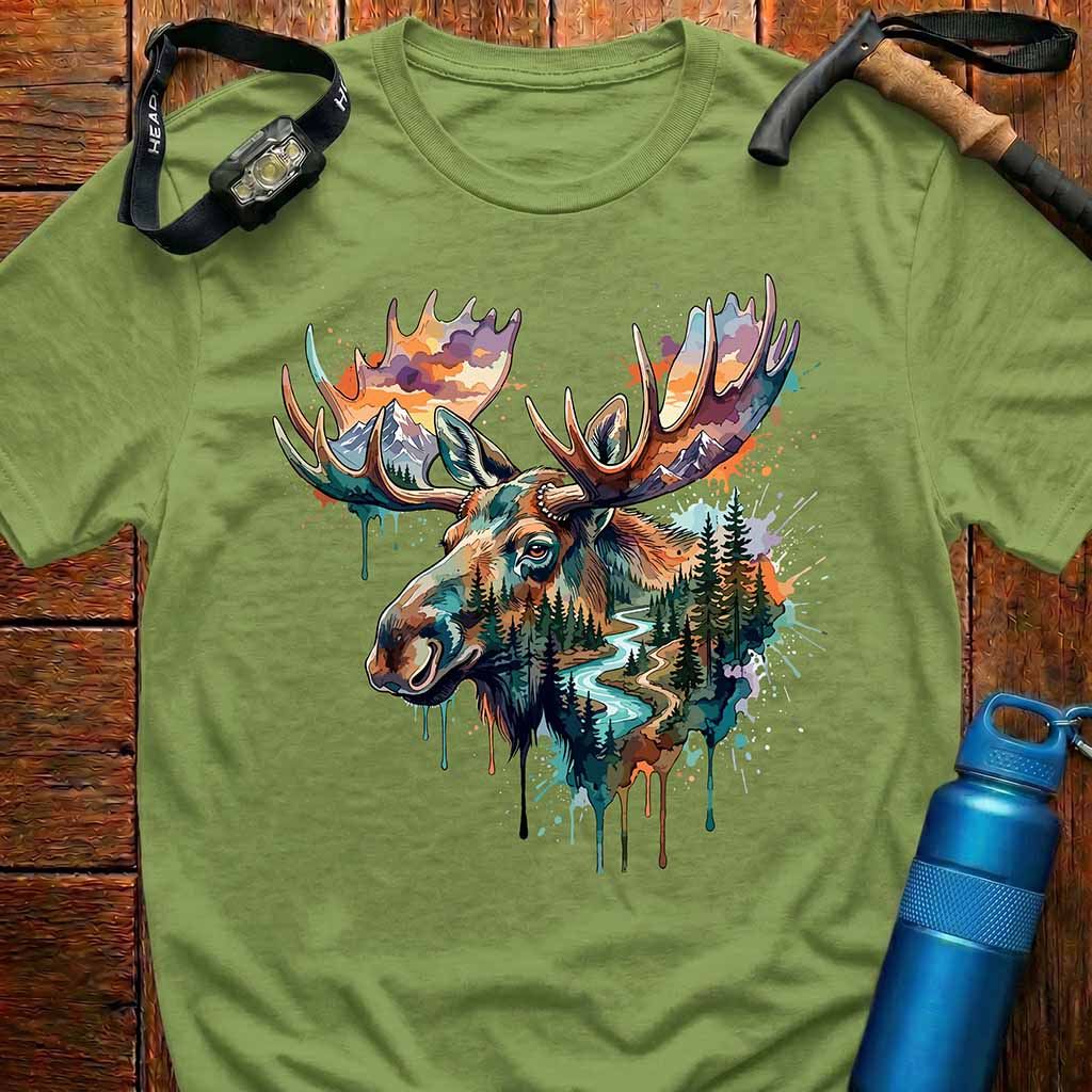 Vibrant Artistic Moose T-Shirt