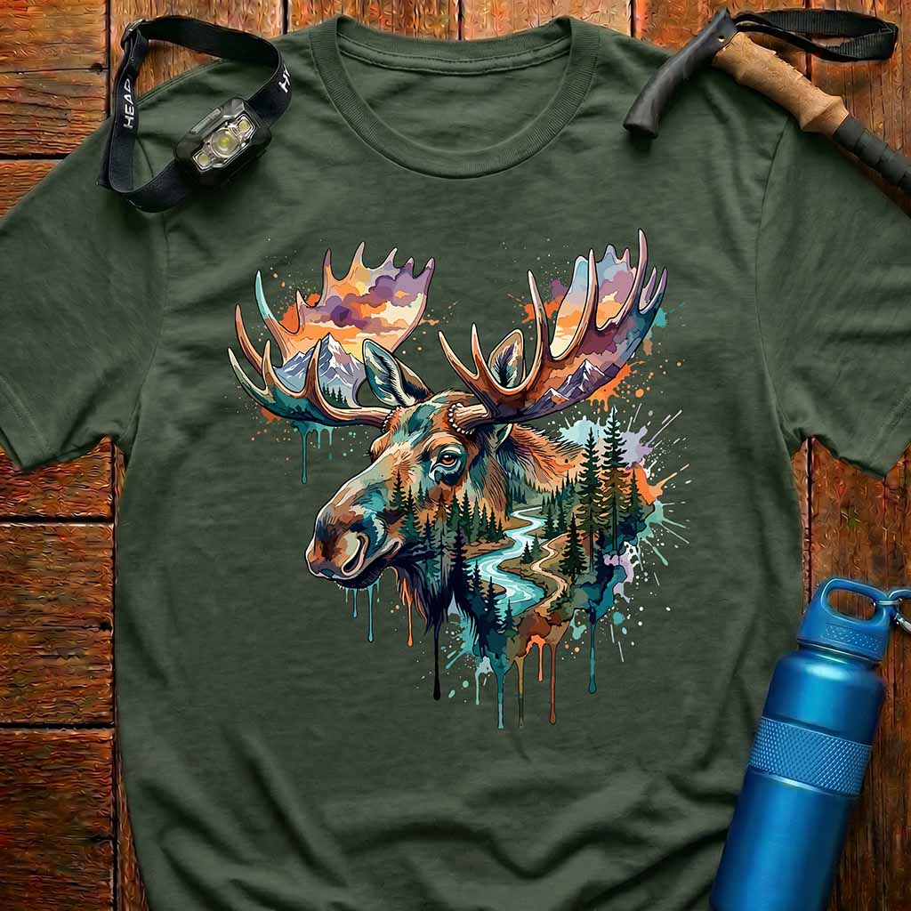 Vibrant Artistic Moose T-Shirt