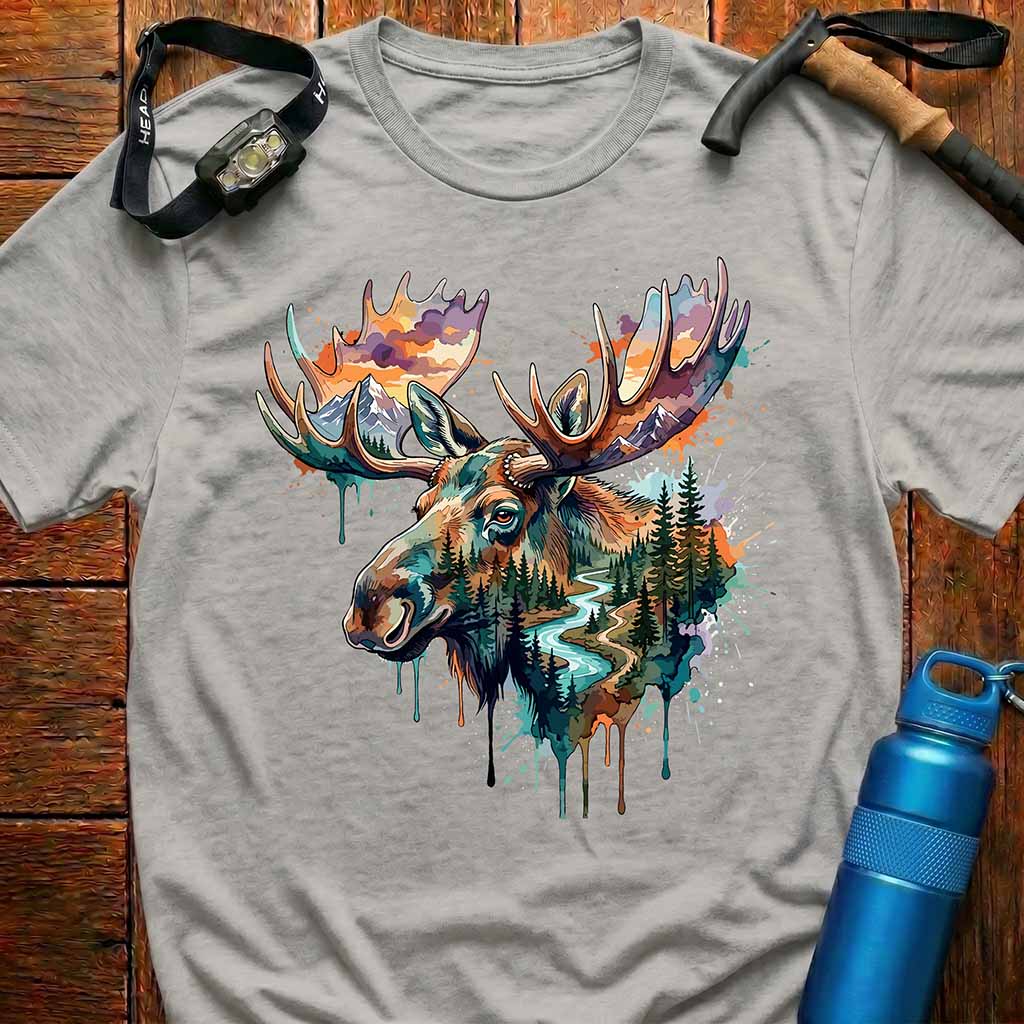 Vibrant Artistic Moose T-Shirt
