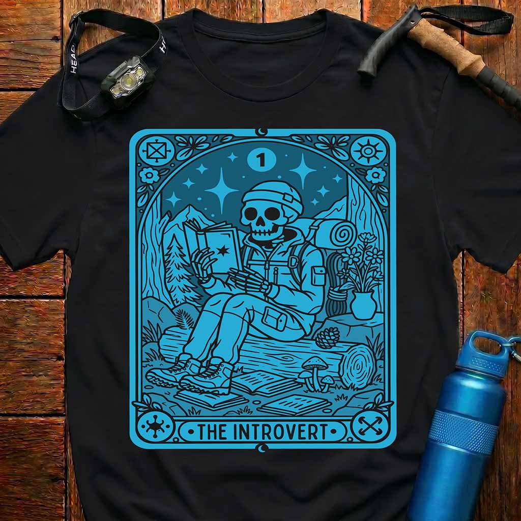 The Introvert Skeleton Tarot Card T-Shirt