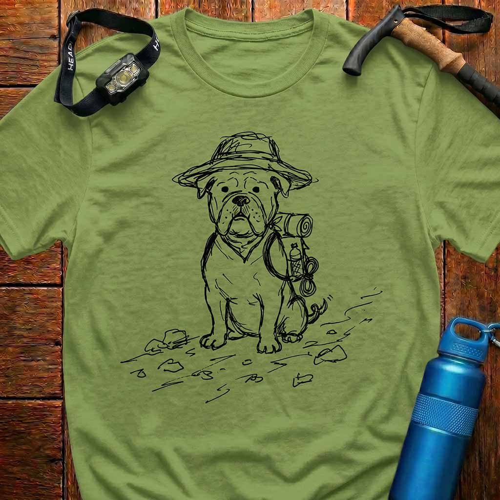 Funny Hiking Bulldog T-Shirt