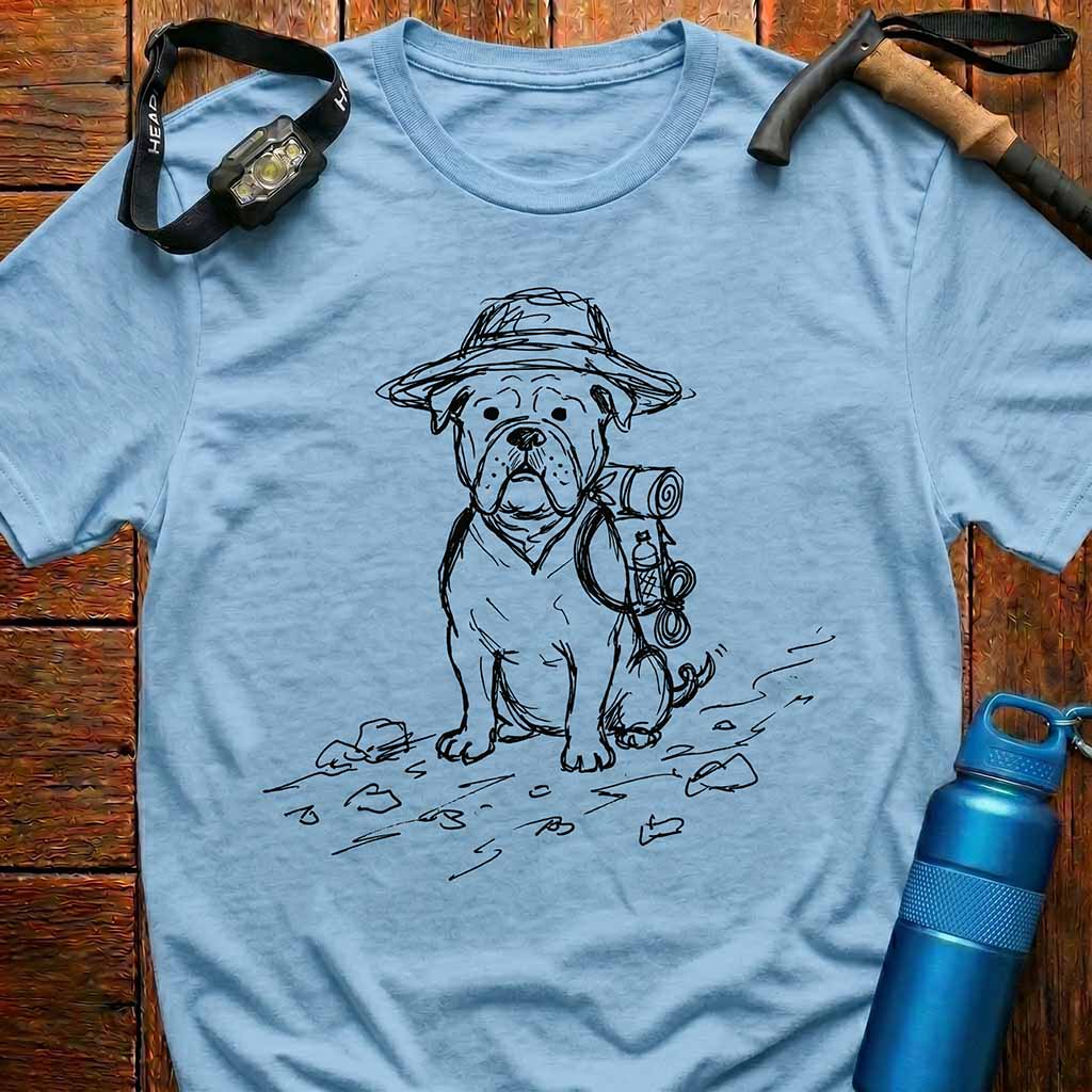 Funny Hiking Bulldog T-Shirt