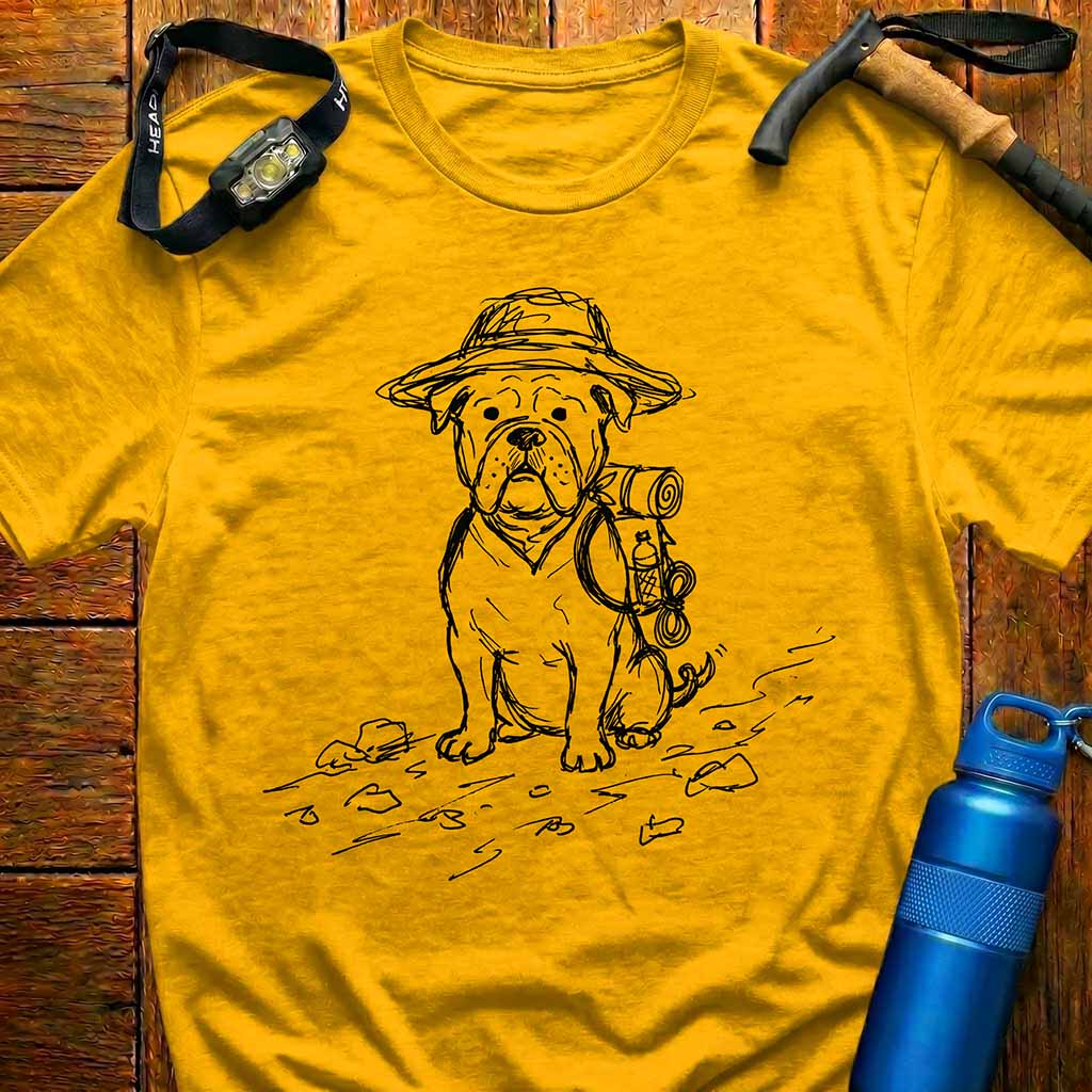 Funny Hiking Bulldog T-Shirt
