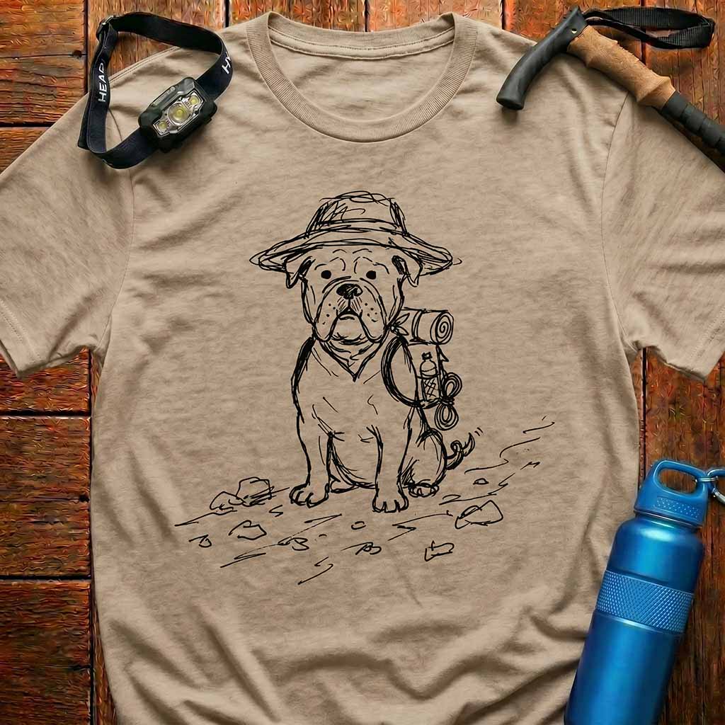 Funny Hiking Bulldog T-Shirt