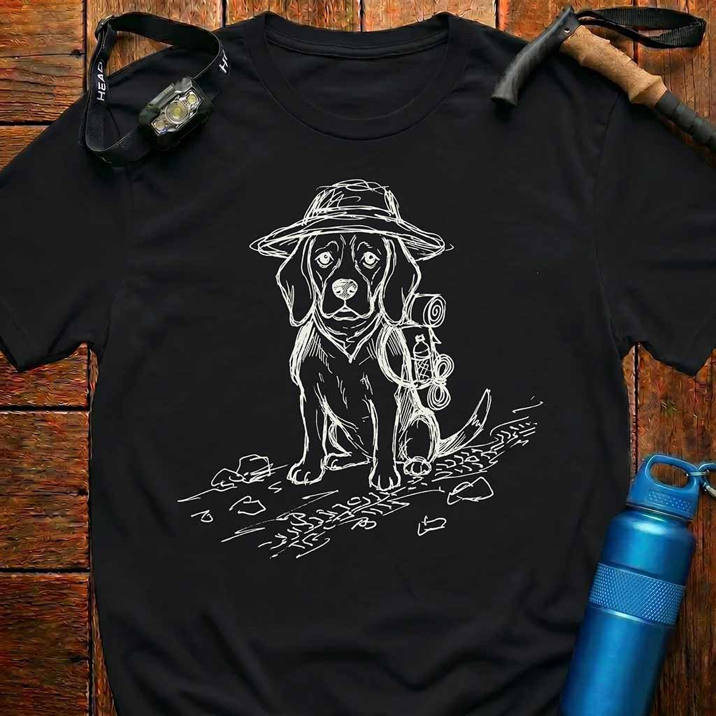 Hiking Dog Sketch T-Shirt
