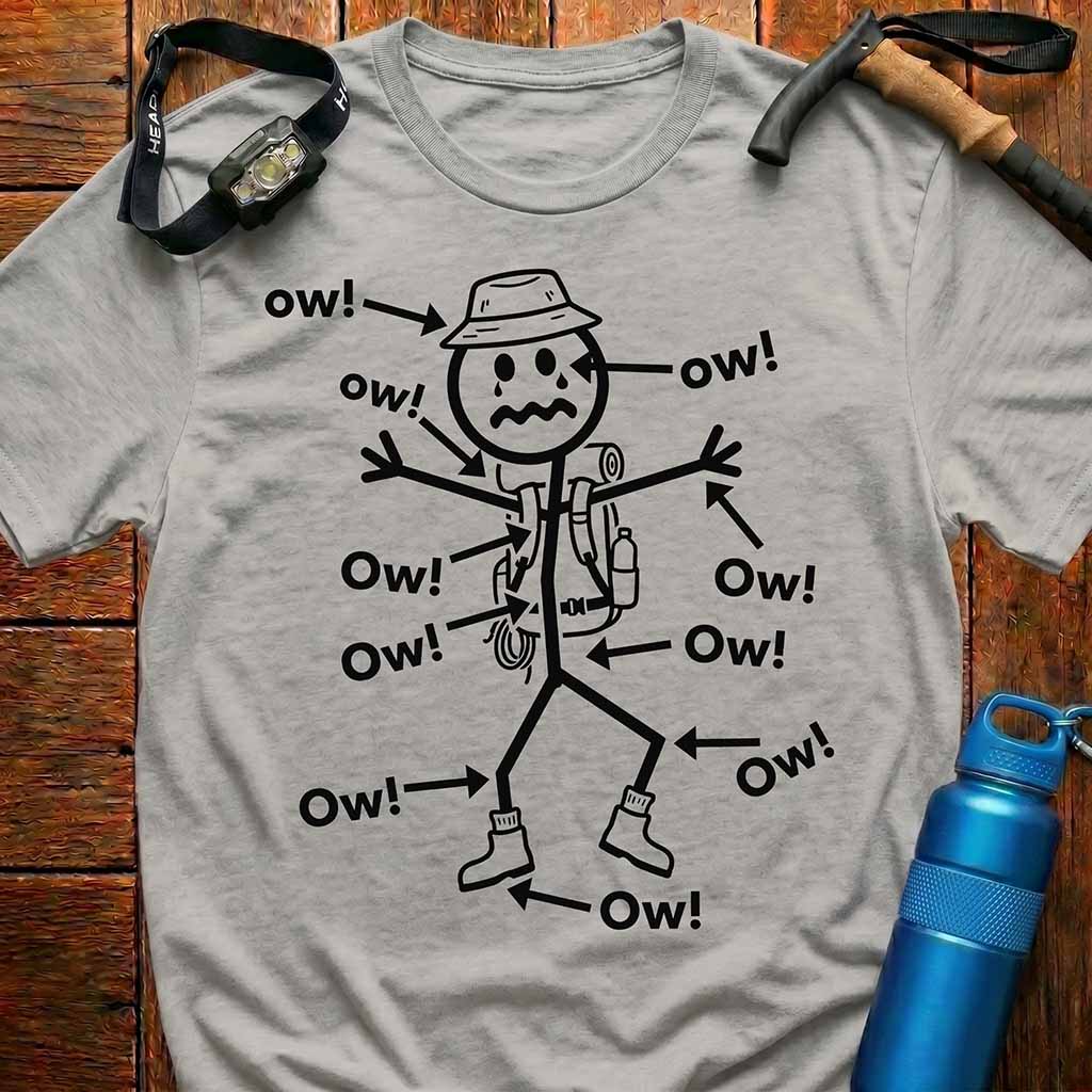 Hiking Stick Figure 'Ow! Ow!' T-Shirt
