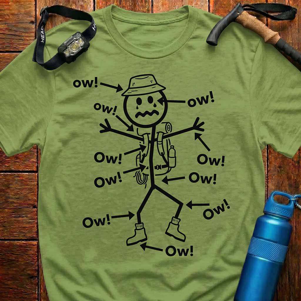 Hiking Stick Figure 'Ow! Ow!' T-Shirt