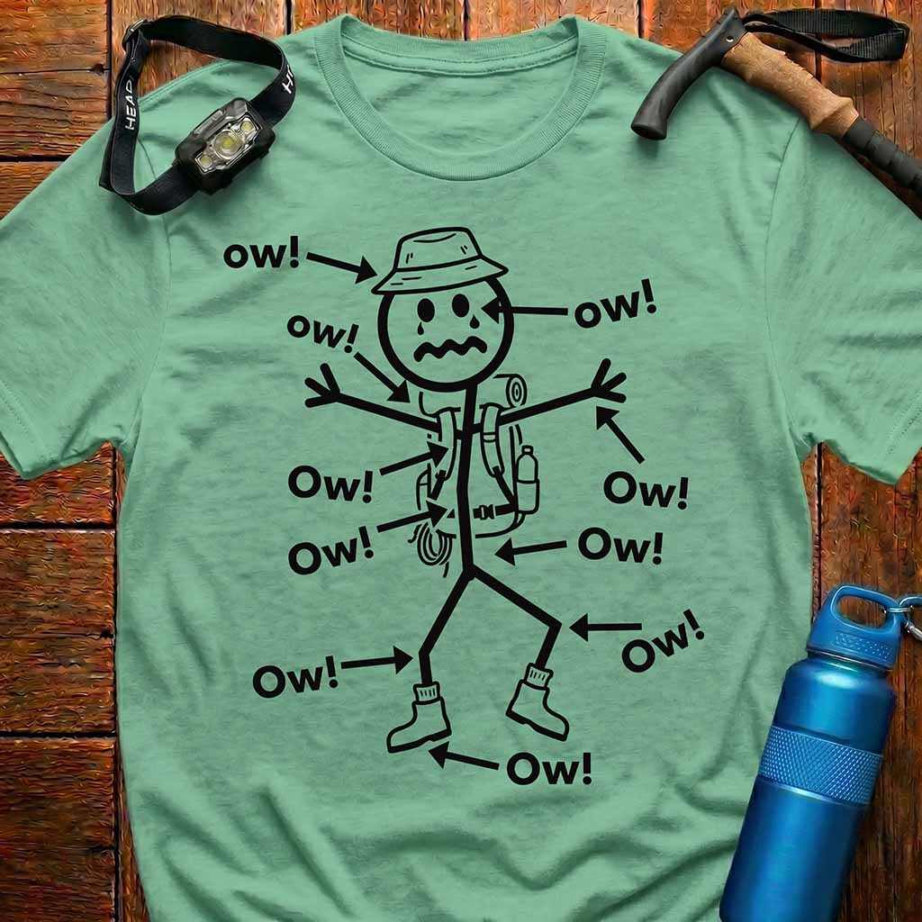 Hiking Stick Figure 'Ow! Ow!' T-Shirt